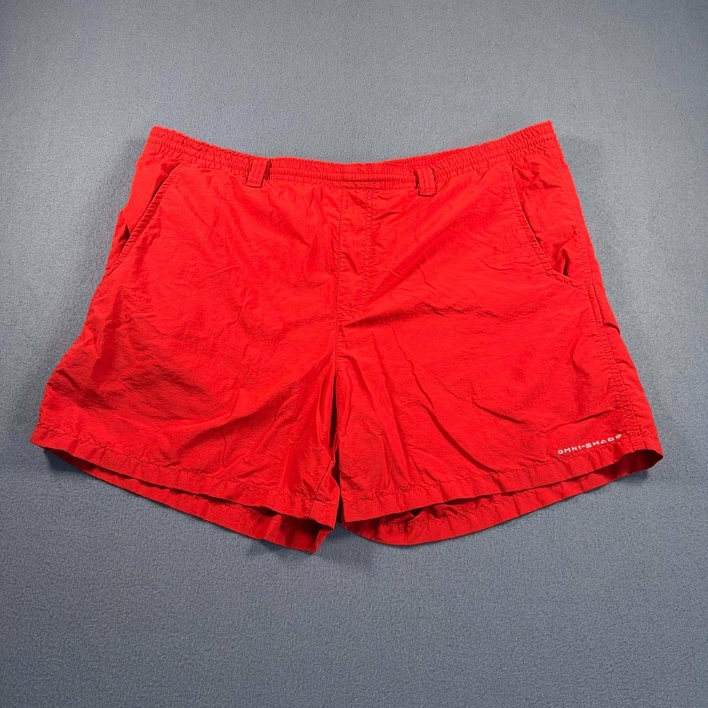 Columbia PFG Swim Trunks Mens L Red Omni Shade 40x16 Fishing Shorts